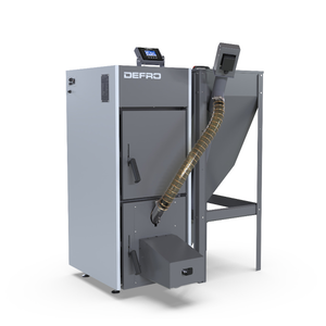 Grauer und weißer Pelletkessel NEXTPELL+ 20 kW für effiziente Heizungstechnologie