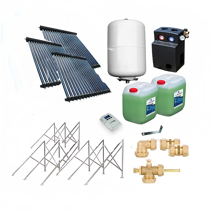 Holzvergaser Atmos GS + Speicher + Röhrenkollektor für Flachdach 7,22 m²