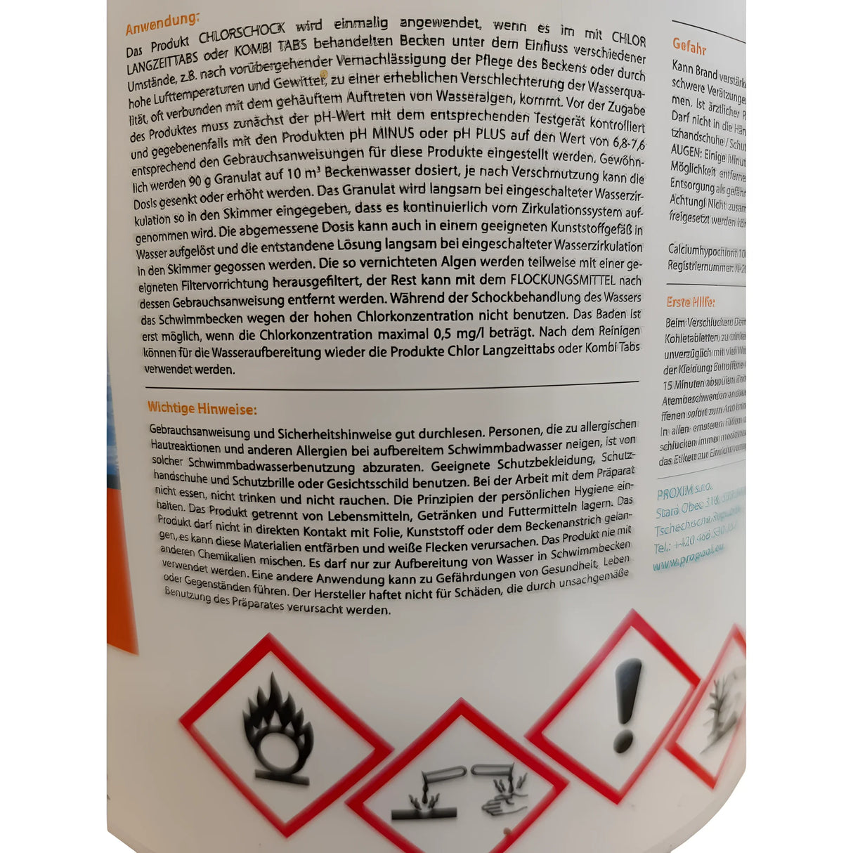 Chlor Schock Granulat schnelllöslich.