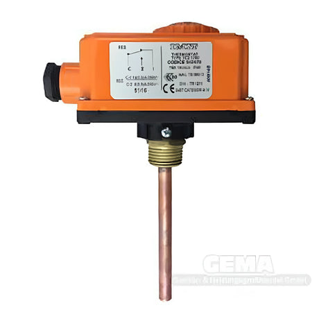 Regelthermostat inkl Tauchhülse für automatische Temperaturregelung 0°C-90°C.