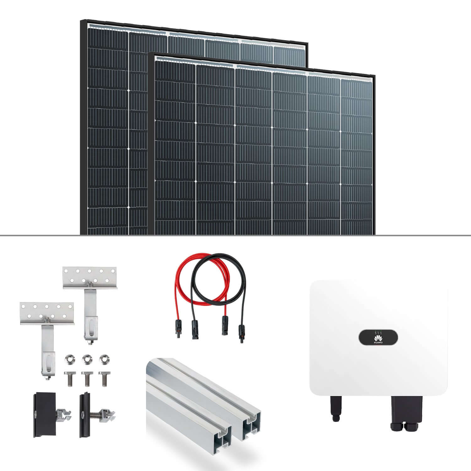 Komplettpaket 🌞 Huawei 15kW mit Trina Vertex S+ Modulen und Zubehör für Schrägdachmontage.
