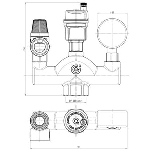 Kesselsicherheitsgruppe 1" Caleffi mit Druckregler für Heizungsanlagen - GEMA Shop