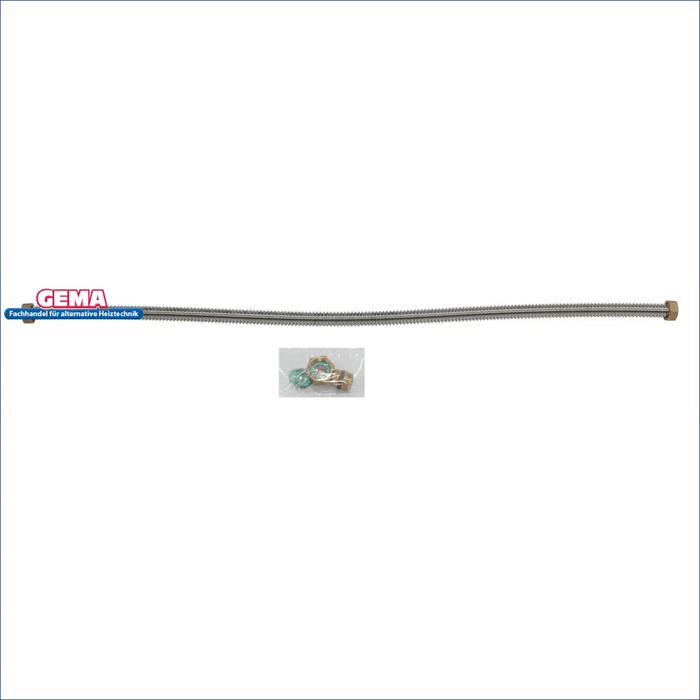 Flexible metal hose with accessories for plumbing installations, ensuring durability & reliability in various applications. 🛠️🔧